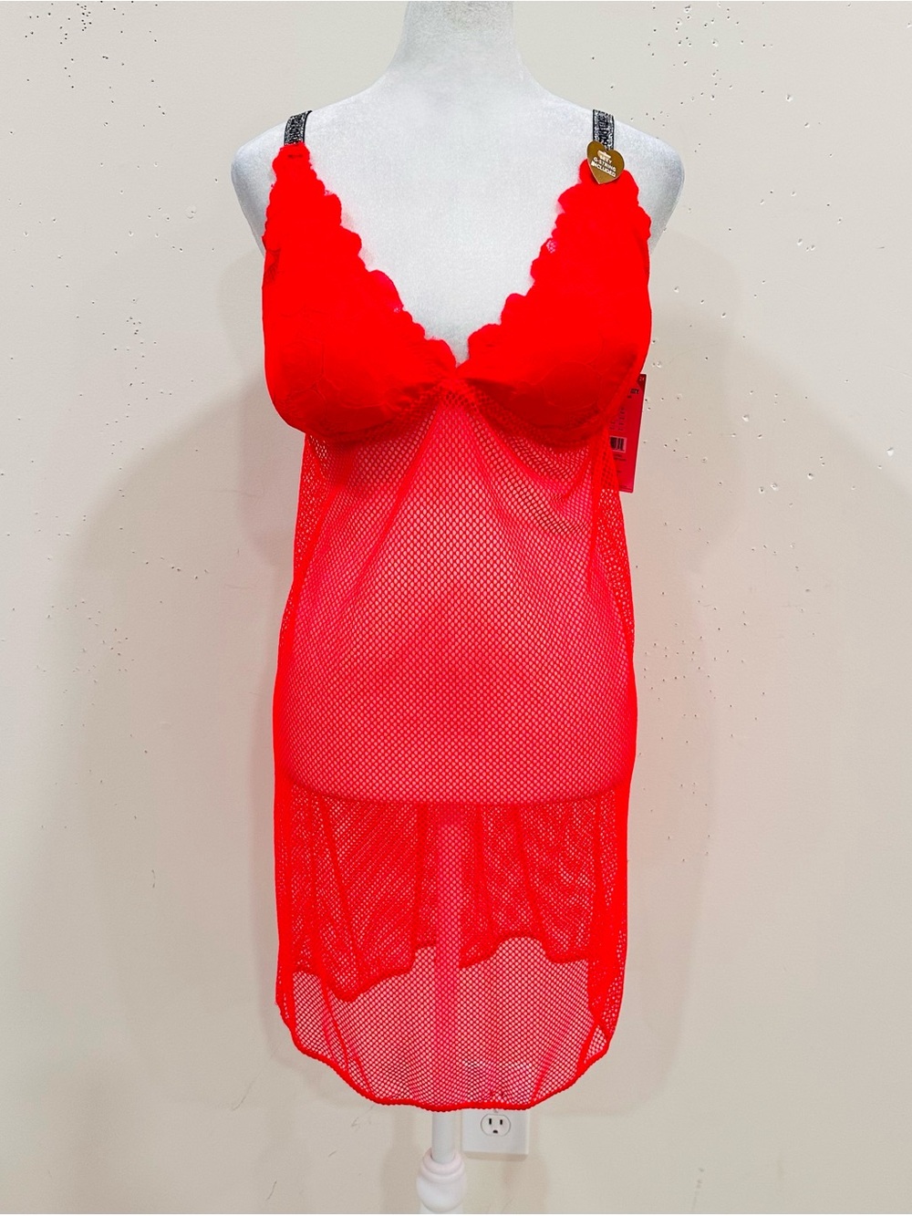 Juicy Couture Intimates Mesh Lace Chemise Womens 2X Red Cherry Glow NWT